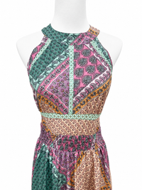 Bohemian Mosaic Halter Maxi Dress
