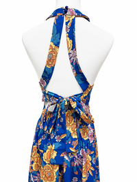 Sapphire Bloom Halter Maxi Dress