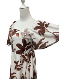 Brown Botanical Palm Square-Neck Maxi Dress