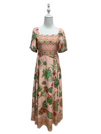 Cream Paisley Floral Square-Neck Maxi Dress