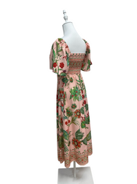 Cream Paisley Floral Square-Neck Maxi Dress