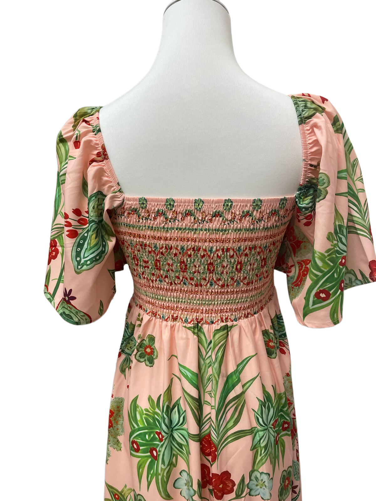 Cream Paisley Floral Square-Neck Maxi Dress