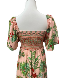 Cream Paisley Floral Square-Neck Maxi Dress