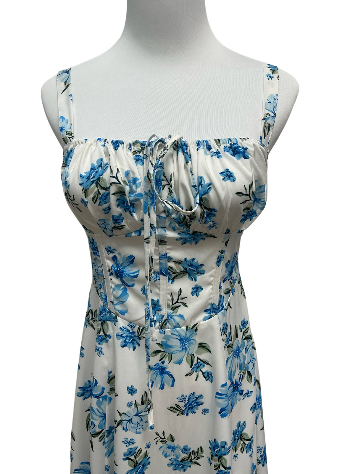 Bluebell Breeze Lace-Up Midi Dress