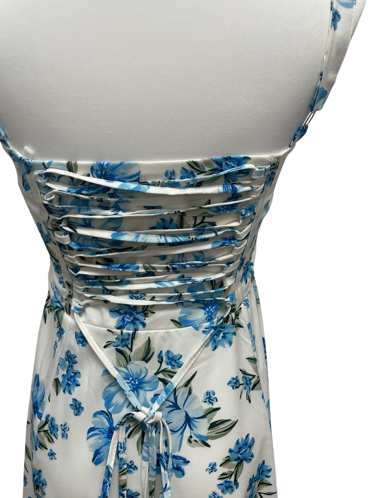 Bluebell Breeze Lace-Up Midi Dress