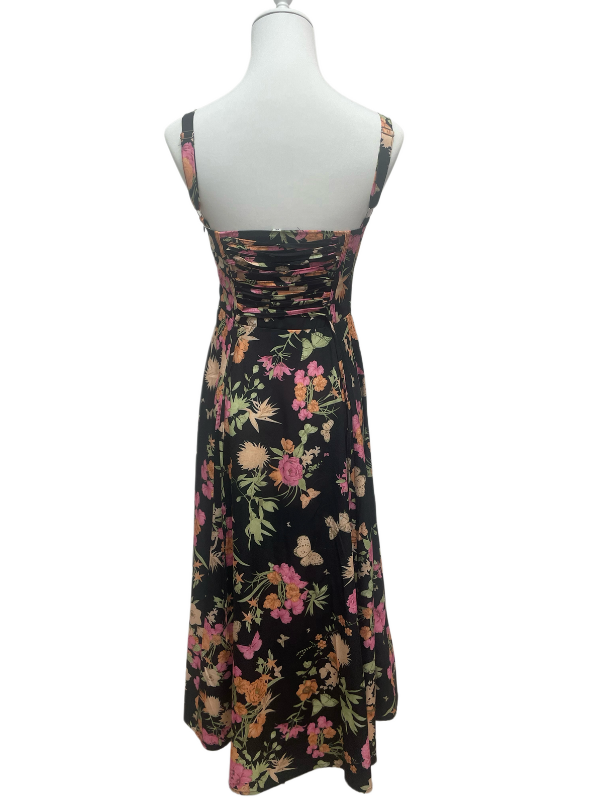 Midnight Bloom Lace-Up Midi Dress