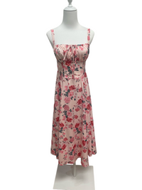 Blush Rose Garden Lace-Up Midi Dress