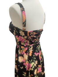 Midnight Bloom Lace-Up Midi Dress