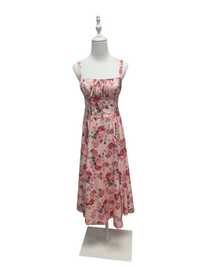 Blush Rose Garden Lace-Up Midi Dress