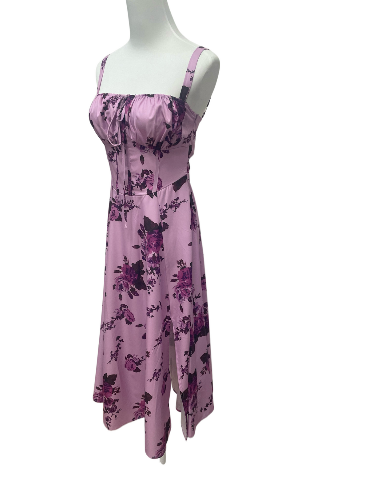 Lavender Noir Floral Midi Dress