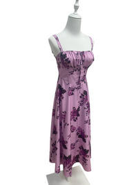 Lavender Noir Floral Midi Dress