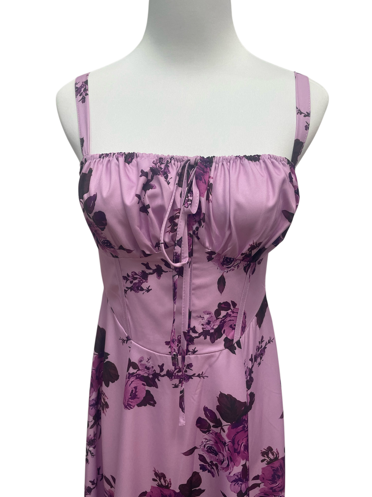 Lavender Noir Floral Midi Dress