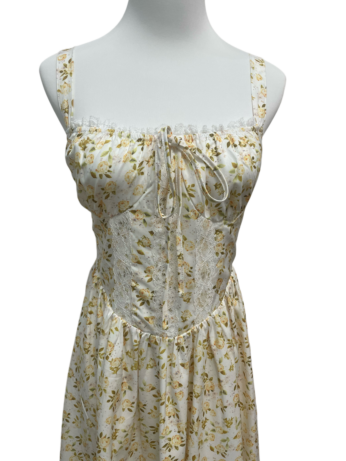 Golden Meadow Lace Mini Dress