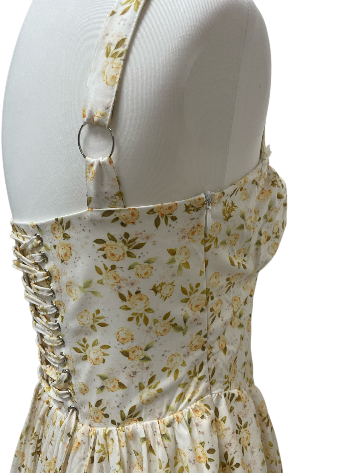 Golden Meadow Lace Mini Dress