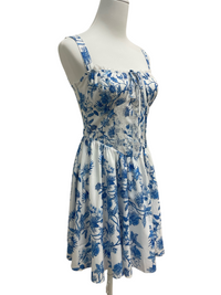 Blue Porcelain Lace Mini Dress