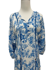 Santorini Blue Floral Maxi Dress