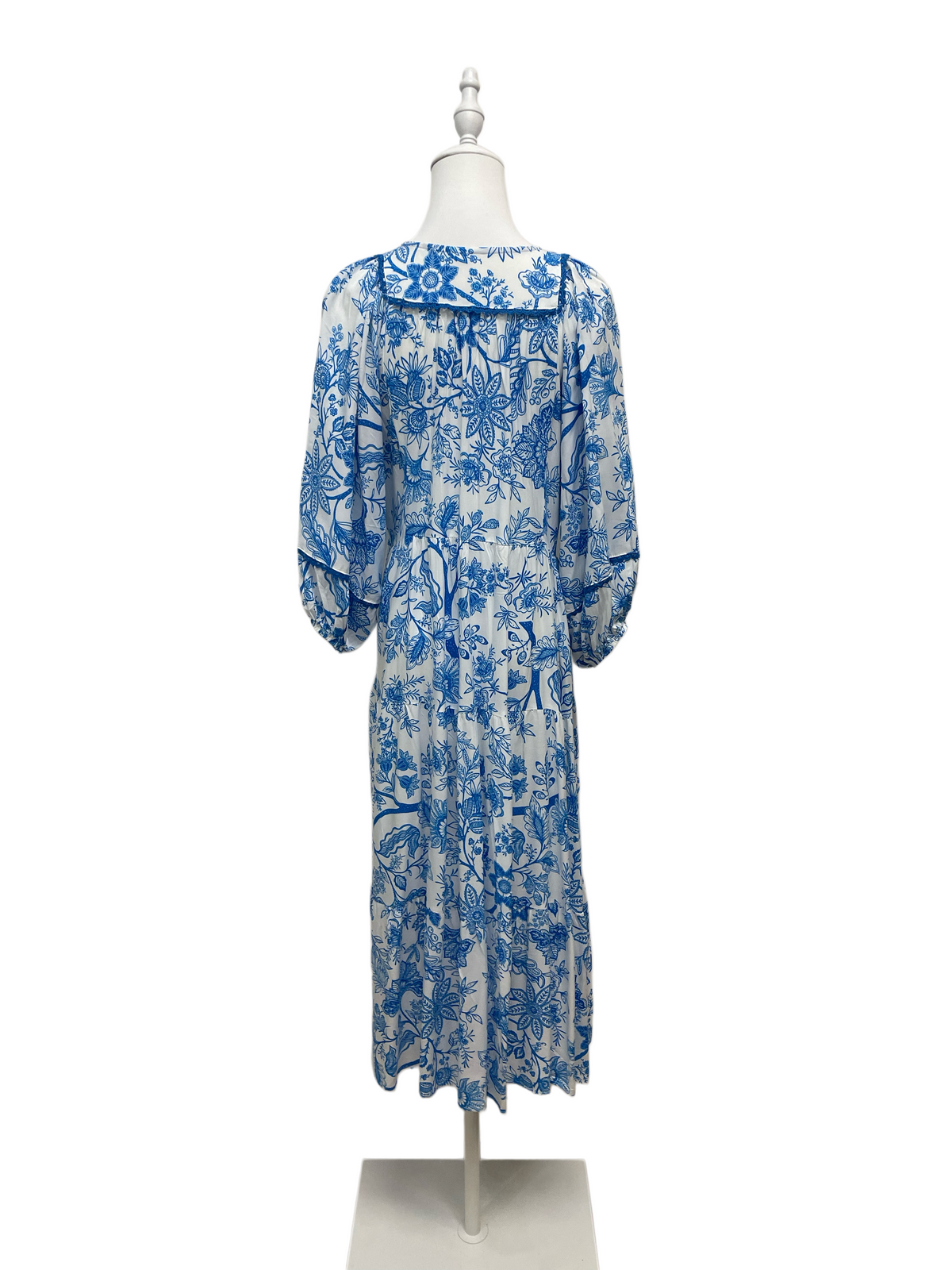 Santorini Blue Floral Maxi Dress