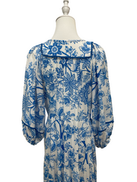 Santorini Blue Floral Maxi Dress