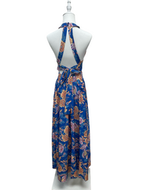 Sapphire Bloom Halter Maxi Dress