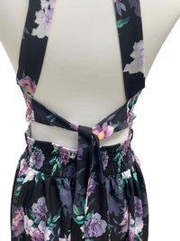 Midnight Blossom Halter Maxi Dress