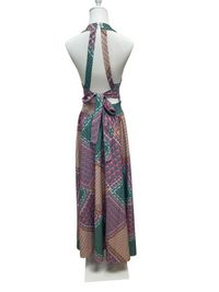 Bohemian Mosaic Halter Maxi Dress