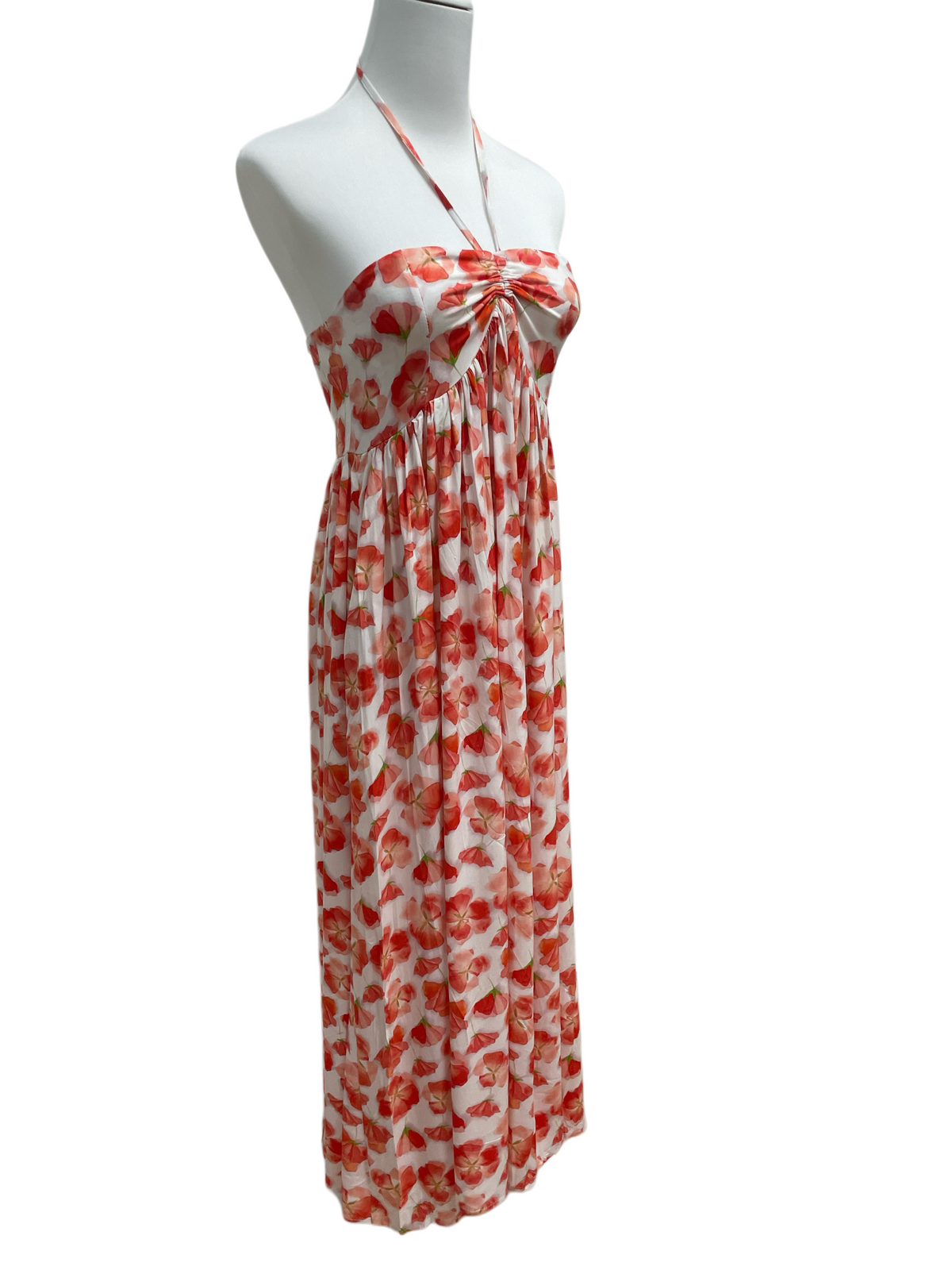 Coral Petal Halter Maxi Dress