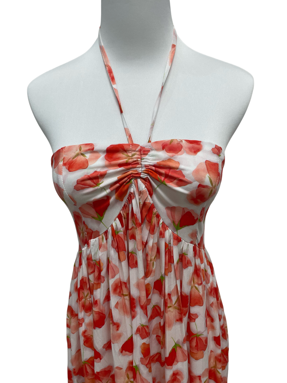 Coral Petal Halter Maxi Dress