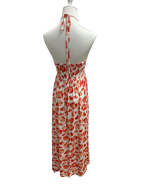 Coral Petal Halter Maxi Dress