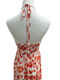 Coral Petal Halter Maxi Dress