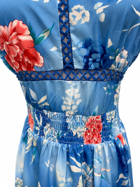Azure Blossom Halter Maxi Dress