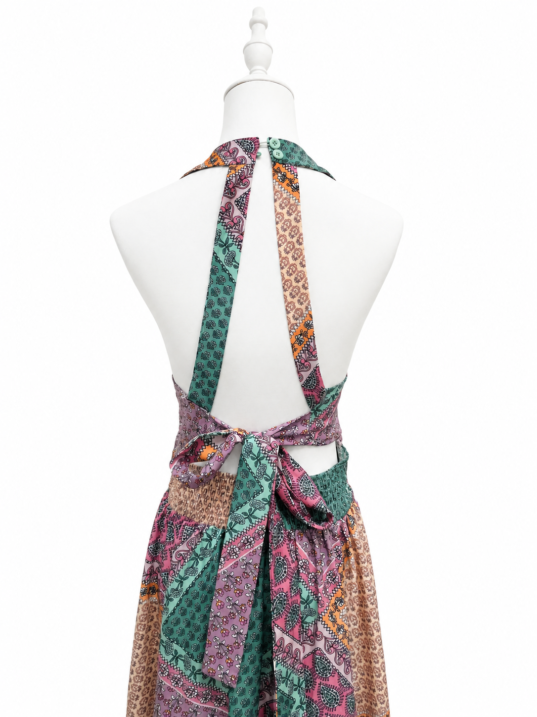 Bohemian Mosaic Halter Maxi Dress