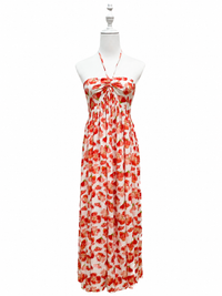 Coral Petal Halter Maxi Dress